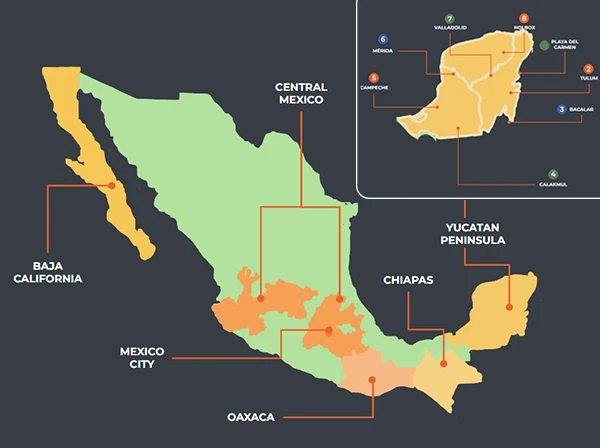 MEXICO MAP FOR TOURS