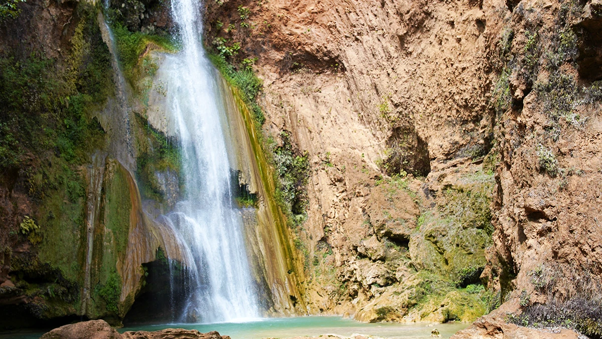 Shallow water and waterfall